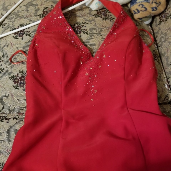 Red dress. Has been altered to fit 125 lbs, 5'0". - Picture 2 of 4
